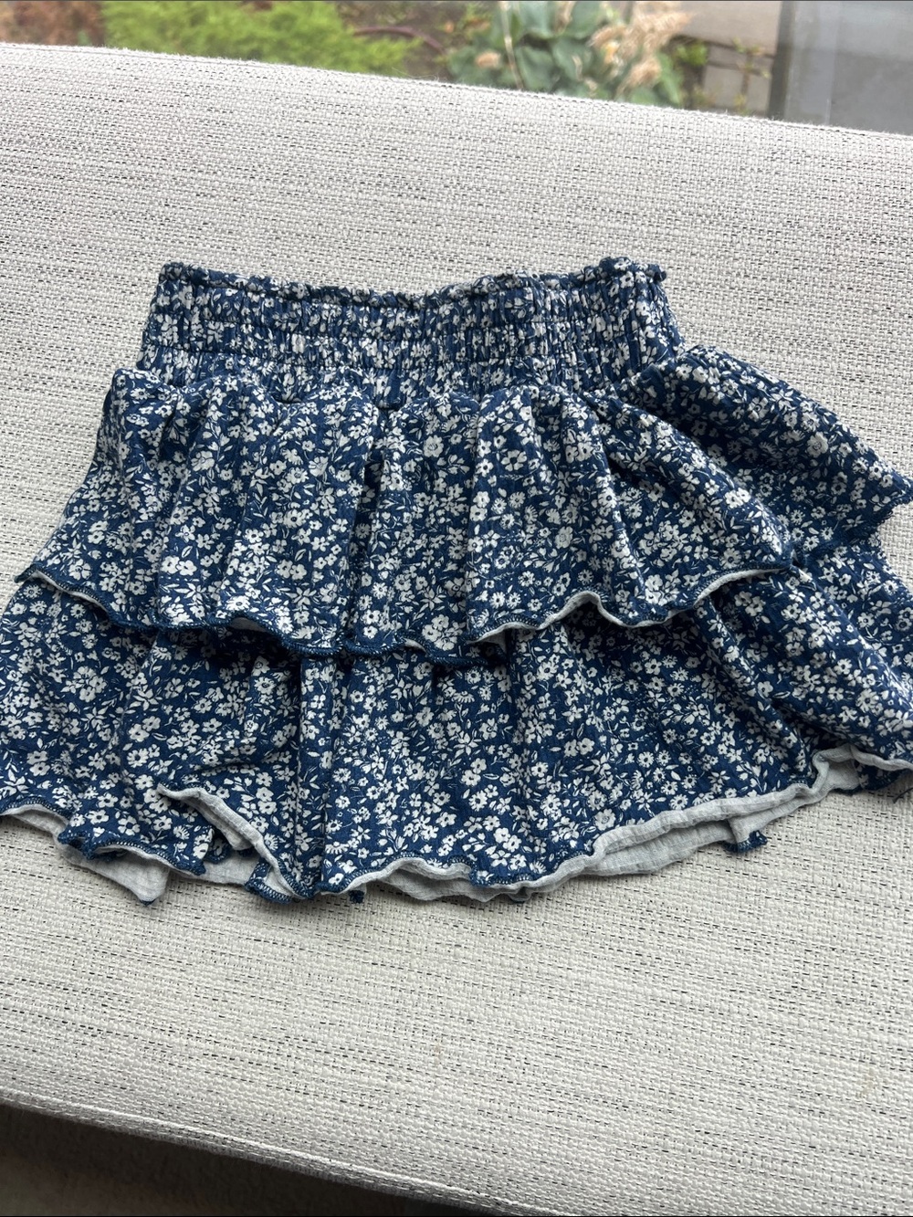 Zara Navy Blue Floral Tiered Ruffle Skirt